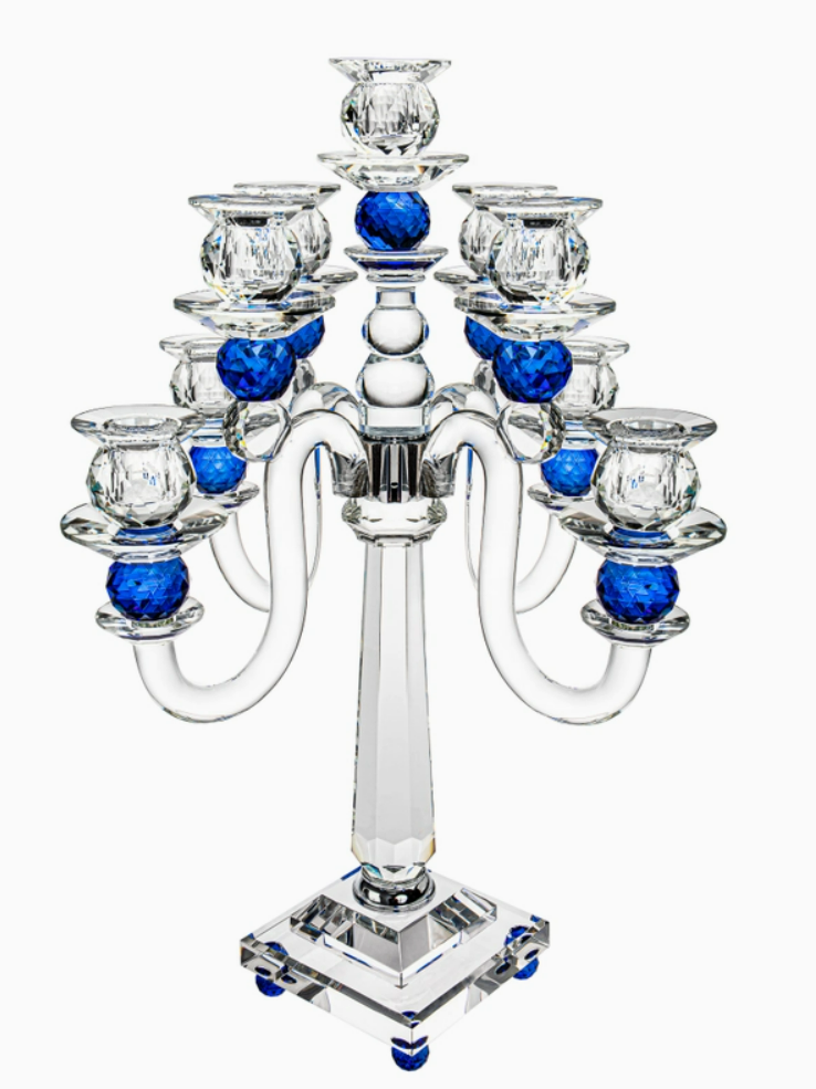 Blue 9" Light Jerusalem Candelabra