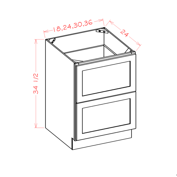 White Shaker Drawer Base Cabinet DB30