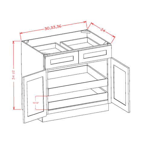 Shaker Base Cabinet With 2 Roll Out Trays 30"