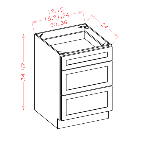 White Shaker Drawer Base Cabinet 3DB30
