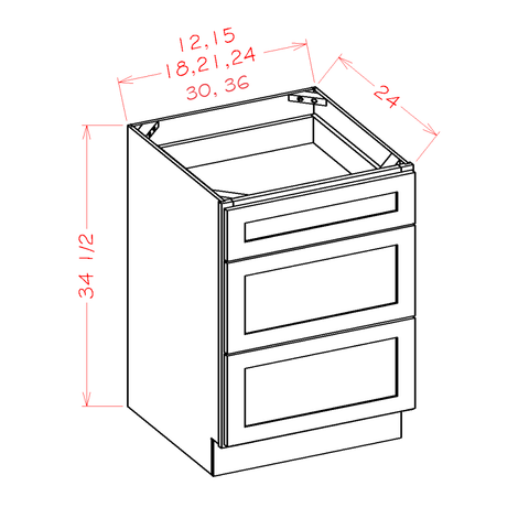 Shaker Drawer Base Cabinet 3DB15