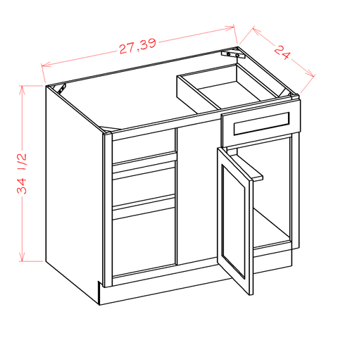 White Shaker Blind Base Cabinet 27"