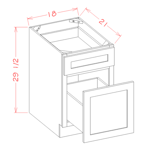 Shaker Drawer Base File Cabinet 18"