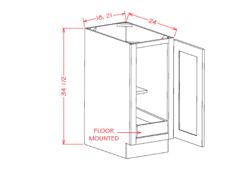 Shaker Full Height Base Cabinet With Roll Out Tray 18"