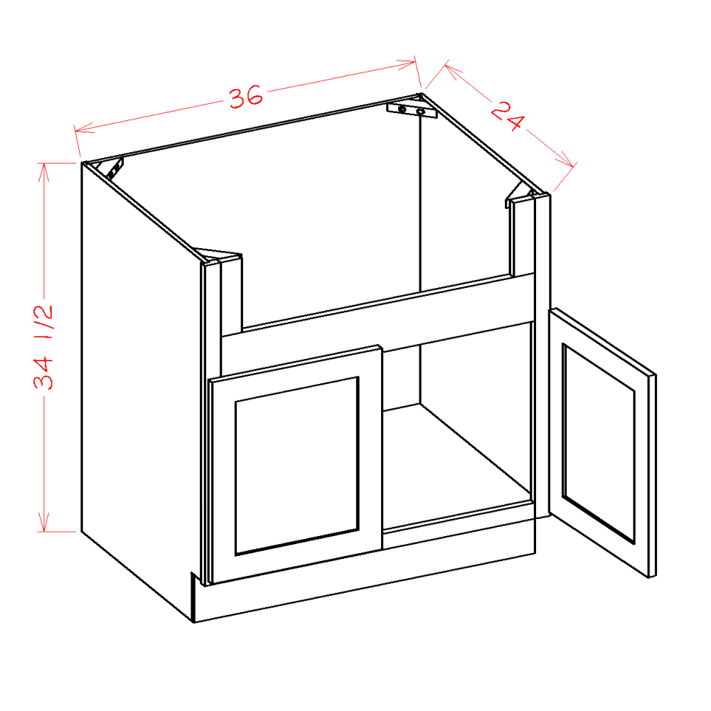 White Shaker Farm Sink Base Cabinet FSB36