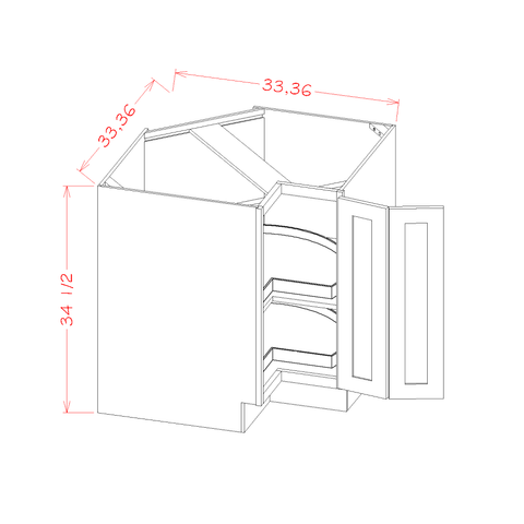 White Shaker Base Lazy Susan Cabinet 33"