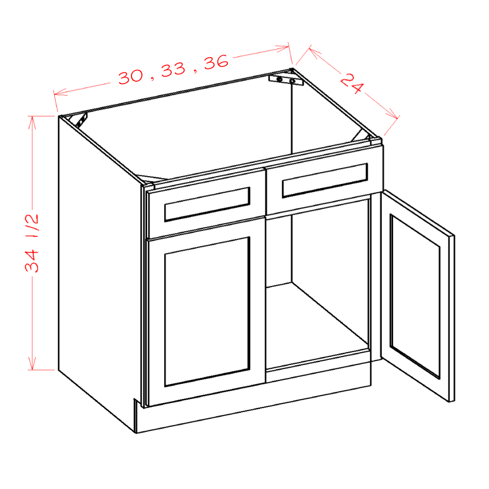 White Shaker Sink Base Cabinet SB33