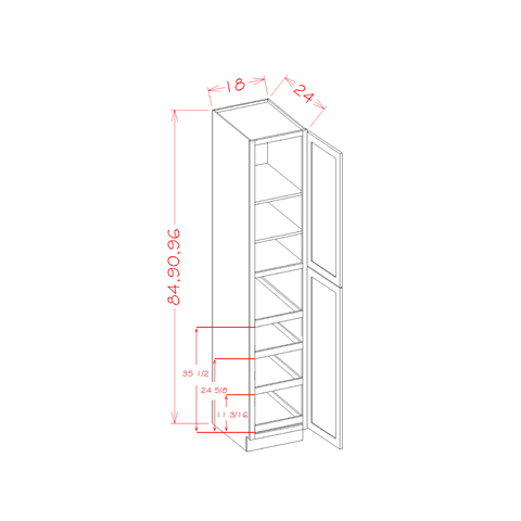 Shaker Utility Cabinet W/ Roll Outs 18"W X 90"H