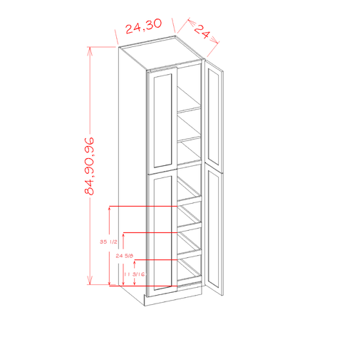 Shaker Utility Cabinet W/ Roll Outs 24"W X 96"H