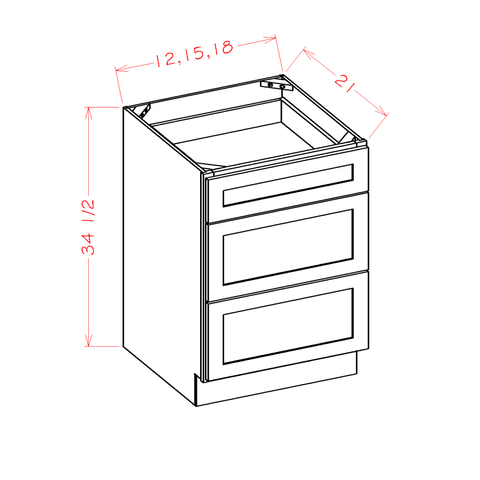 Shaker Vanity Drawer Base Cabinet 15"