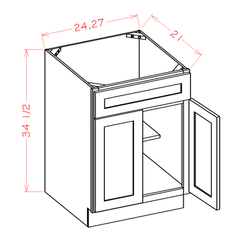 Shaker Vanity Sink Base Cabinet 27"