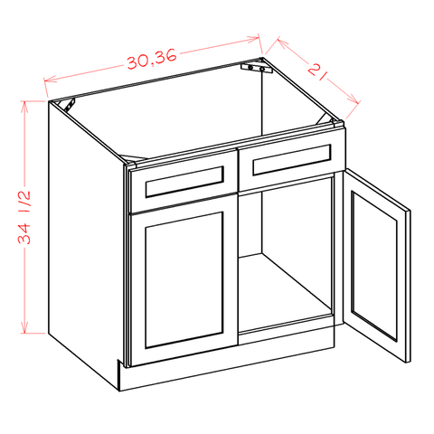 Shaker Vanity Sink Base Cabinet 36"