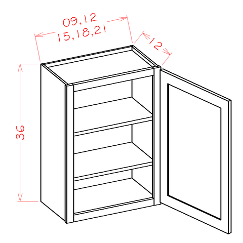 Shaker Wall Cabinet 12"W X 36"H