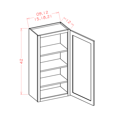 Shaker Wall Cabinet 15"W X 42"H