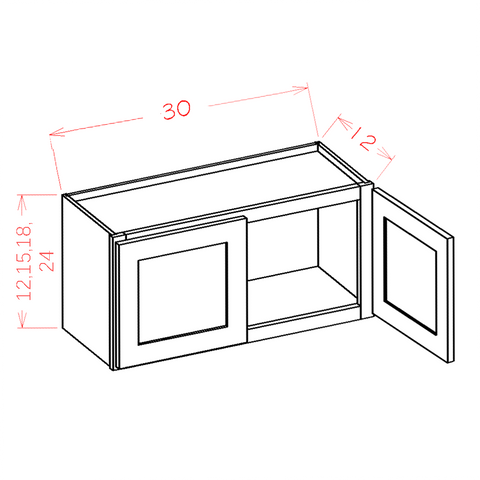 Shaker Wall Bridge Cabinet 30"W X 15"H