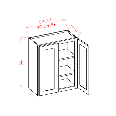 Shaker Wall Cabinet 36"W X 36"H