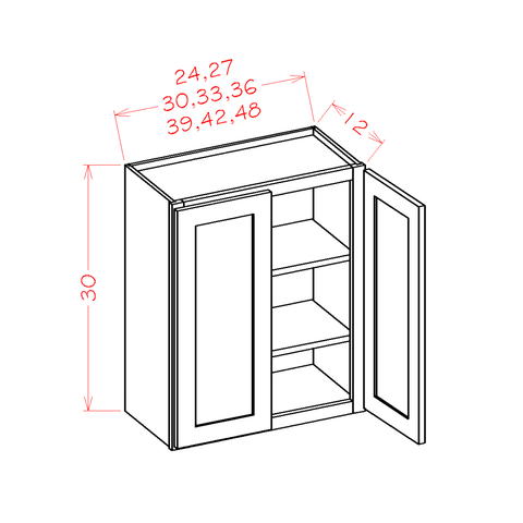 Shaker Wall Cabinet 27"W X 30"H