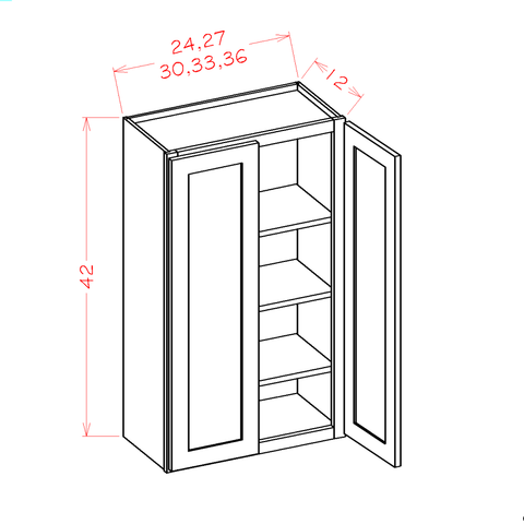 Shaker Wall Cabinet 30"W X 42"H