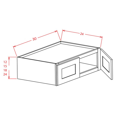 Shaker Wall Refrigerator Cabinet 30"W X 15"H X 24"D