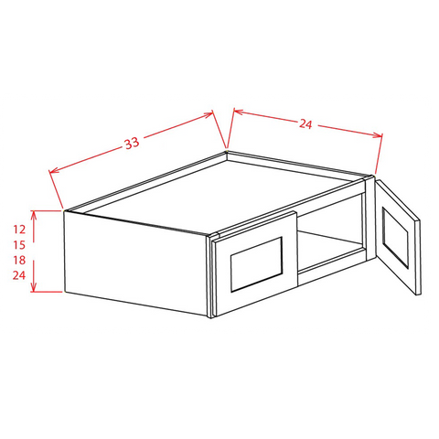 Shaker Wall Refrigerator Cabinet 33"W X 18"H X 24"D