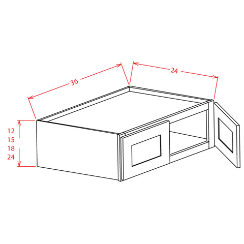 Shaker Wall Refrigerator Cabinet 36"W X 18"H X 24"D