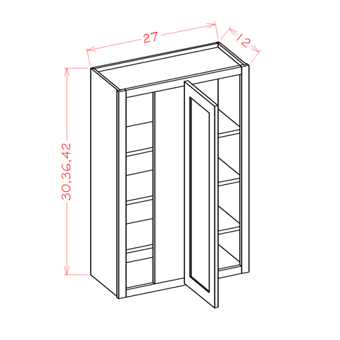 Shaker Blind Corner Wall Cabinet 27"W X 42"H