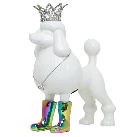 Iridescent Poodle with Necklace & Crown Bank